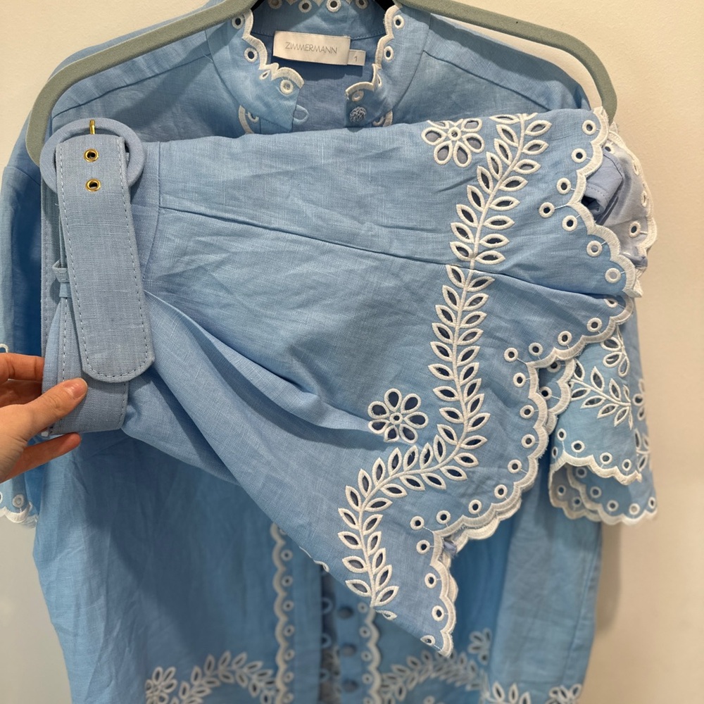 imitation size 1 Blue Eyelet Embroidered Set - Picture 13 of 17